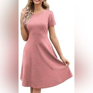 Helyo Women’s Pink White Polka Dot Dress Small